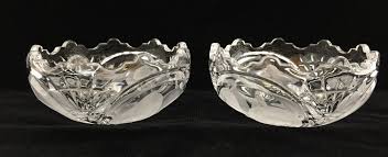 Crystal Cut Glass Bowl Etched Fruit Nuts Candy 4.75" X 2 ...
