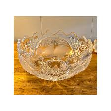 Vintage Lead Crystal Cut Bowl with Etched Fruit Design | eBay
