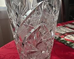 Vintage Crystal Vase With Star Pattern - Retro Glass Flower Vase - Saw Tooth Design - Table Centerpiece - Housewarming Gift - Etsy