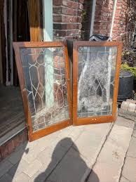 sg 3961 2 av Price each antique leaded Glass cabinet door 24 x 42 | eBay