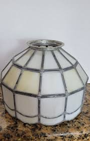 VINTAGE MID CENTURY 12 SIDED LEADED SLAG GLASS LAMP SHADE | eBay