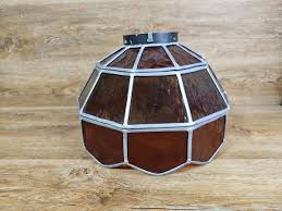 Vintage Stained Glass Lamp Shade - Art Slag Glass Style ...