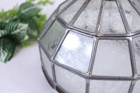 ヴィンテージ スラグガラス 鉛入り吊り下げランプシェード ...