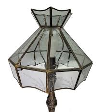 Vintage Metal Base Table Lamp With Etched Glass Shade - Etsy