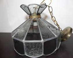 Vintage Tiffany Style Heavy Leaded Etched Smoked Glass ...