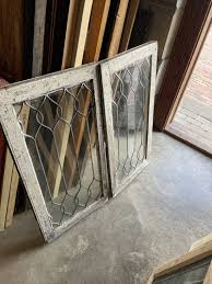 SG 4038 2AV price each antique leted glass window 17.75 x 34 ...