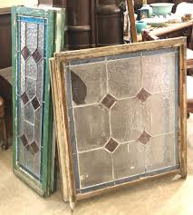 Lot - Two Pairs of Art Deco Stained Glass Windows