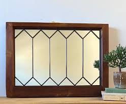 Buy Handmade Craftsman Style Diamond Shaped Leaded Wall Mirror Reclaimed Wooden Wood Window Sash Frame Mission Style 28" X 20" Vintage VTG Online in India - Etsy