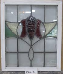 MIDSIZE OLD ENGLISH LEADED STAINED GLASS WINDOW Pretty ...