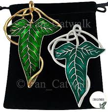 GOLD VEINS + Silver Elven Leaf Brooch SET Pin Hobbit LOTR ...