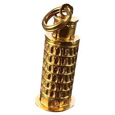 Italian Leaning Tower of Pisa 18K Yellow Gold Charm Pendant ...