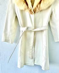Vintage 70s White Leather Fur Collar Jacket 1970s Wilsons ...