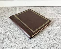 Vintage Brown Faux Leather Photo Album With Gold Trim, 1970s ...