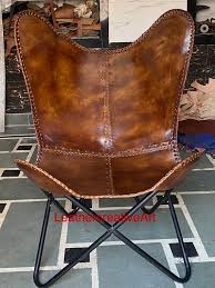 Handmade Leather Butterfly Chair: Living Room Accent Chair ...