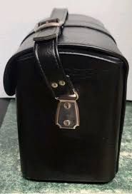 Vintage Fidelity Black Leather Camera Bag Case Blue Velvet ...