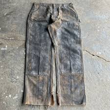 Vintage carhartt brown custom painted double knee work pants