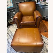 Pottery Barn Manhattan Roll Arm Chair and Ottoman - AptDeco