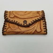 Vintage Hand-tooled Genuine Leather key/coin purse. Approx. 4" x 2.5" | eBay