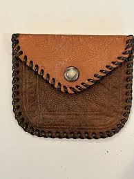 VINTAGE TOOLED LEATHER COIN PURSE INDIAN CHIEF INCISED SNAP CLOSE 3" x 2 3/4" | eBay
