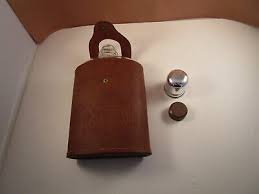 Vintage Irvinware Glass Liquor Flask in Leather Case Lion ...