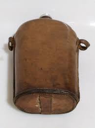 FIASCHETTA PORTA LIQUORE VETRO alluminio RIVESTITA PELLE ...