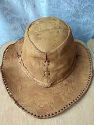 RARE Vintage ORIGINAL Leather cap Hat Indiana Jones Cowboy ...
