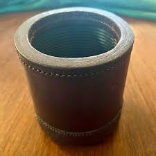Party Supplies | Brown Leather Ribbed Interior Dice Cup ...
