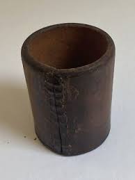 ANTIQUE LEATHER DICE GAMBLING SHAKER CUP COWBOY WESTERN BAR ...
