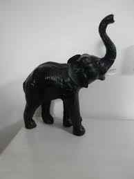 VINTAGE BLACK LEATHER ELEPHANT DECORATIVE ORNAMENT DISPLAY PIECE 15 INCHES TALL | eBay