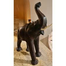 1970s Large Leather Stuffed Elephant | Chairish