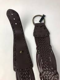 Women's Cognac Brown Genuine Leather Braided Woven Belt Size ...