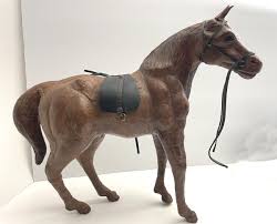 Vintage Leather Wrapped Realistic Horse Figure with Saddle ...