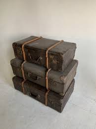 Antique Vintage Suitcase Luggage Wood Leather Train Case ...