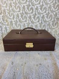 Vintage Jacob Brown Leather Travel Jewellery Box With Key ...