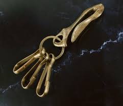 Handmade Japanese brass vintage keyring hook keychain single ...