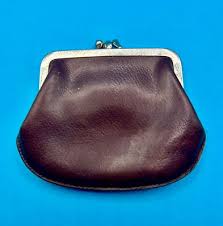 Vintage Kiss Lock Coin Purse Brown Genuine Calf Leather 1 ...