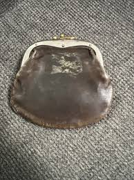 Vintage Brown Leather 3 Pocket Coin Purse Clamshell 4x4 | eBay