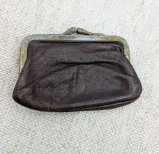 Vintage Brown Leather Kiss Lock Coin Purse - Etsy