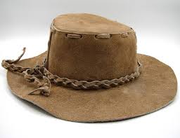 Brown Suede Hat Braided Band Boho Hippie Australian Bush ...