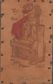 Vintage 1905 Leather Postcard - Lovers on Piano - Try this on your Piano - Funny | eBay