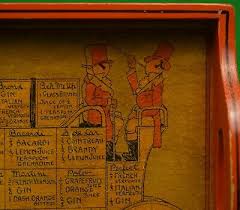 Here's "Bumps" c1931 Cocktail (36) Recipes Red Lacquer Wood Tray by C.P. Meier | eBay