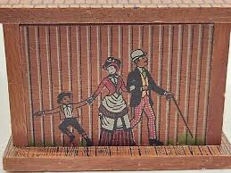 Vintage 1980 Jasco Taiwan wood figural hand painted bank western scene | eBay