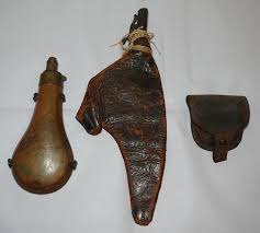 Civil War Era Hawksley C.S. Storms Army Powder Flask Leather ...