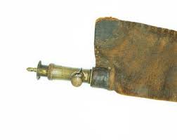 Antique Leather Gun Powder Flask - Etsy