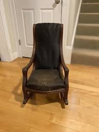 Antique Wooden Childrens Rocking Chair Original upholstered ...