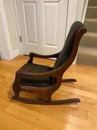Antique Wooden Childrens Rocking Chair Original Upholstered ...