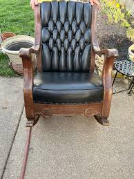 Early 20th Century Antique Tufted Leather Rocking Chair ...