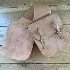 Vintage Tan Handmade Leather Saddlebags for... | Depop