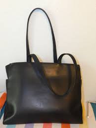 NINE WEST COMPUTER SATCHEL CARRYALL TOTE SHOULDER BAG IN BLACK LEATHER EUC | eBay