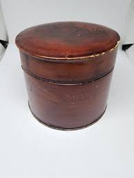 Vintage Japanese Round Red Lacquered Lidded Wooden Box With ...